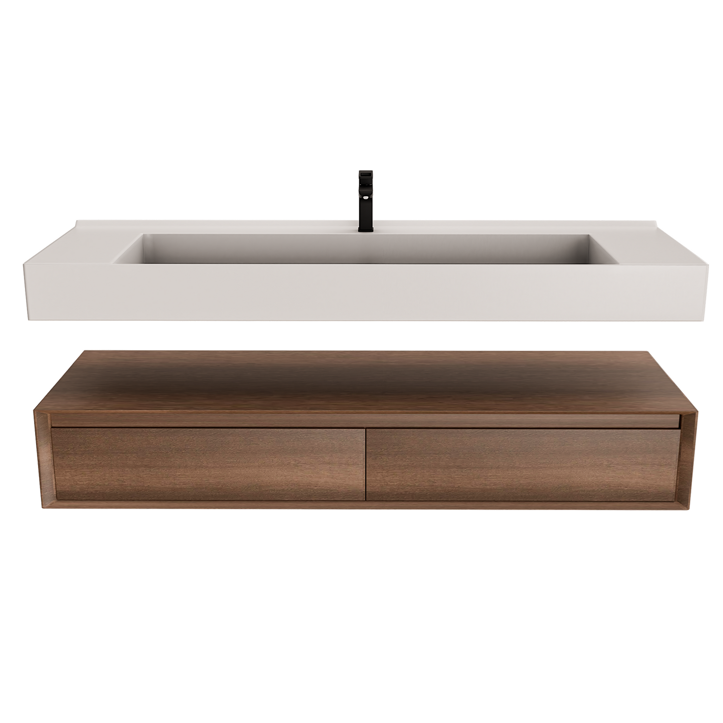 Alysa 60" Floating Bathroom Vanity Set with FLX16 Acrylic Single Sink Top