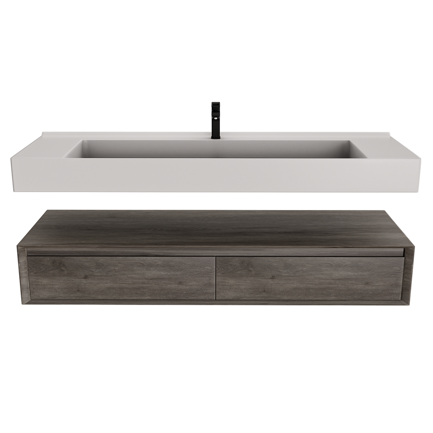 Alysa 60" Floating Bathroom Vanity Set with FLX16 Acrylic Single Sink Top