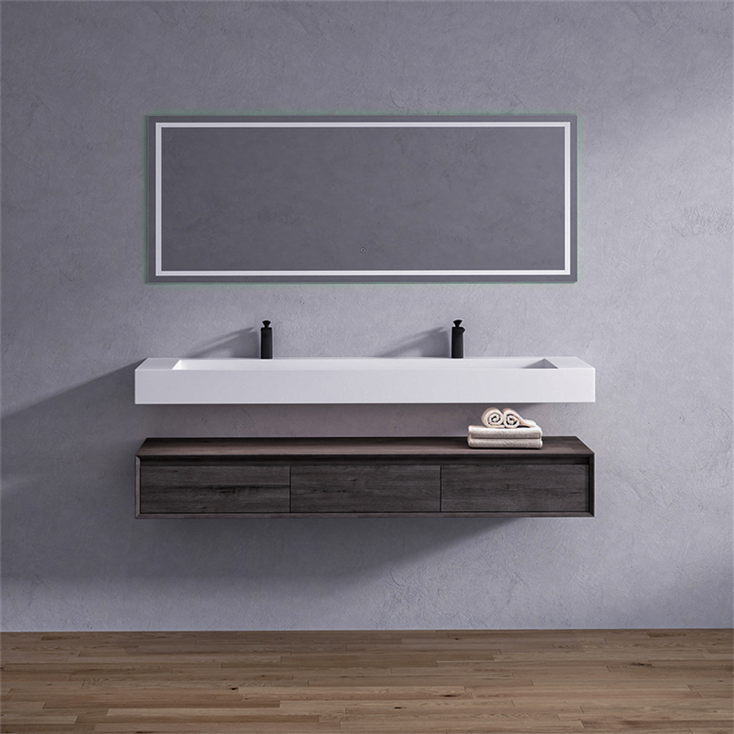 Alysa 72" Floating Bathroom Vanity Set with FLX16 Acrylic Sink/Double Faucet Hole