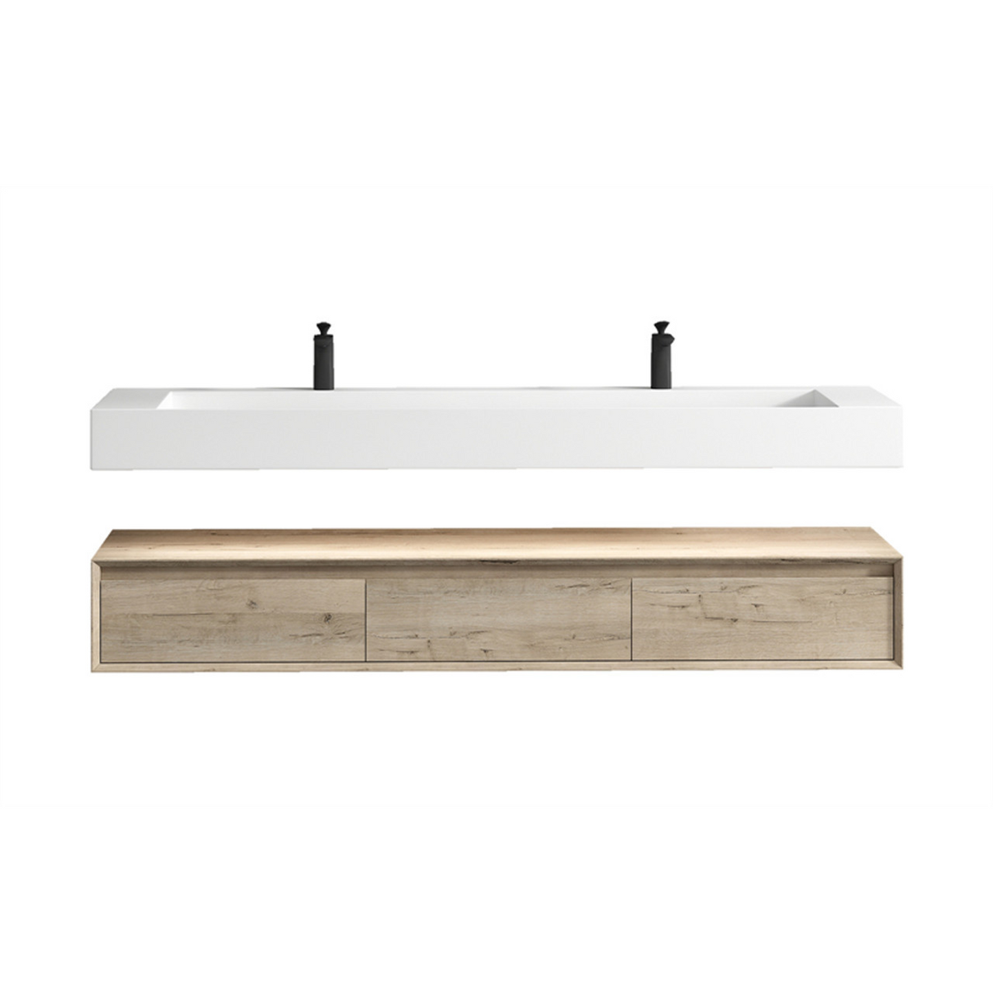 Alysa 72" Floating Bathroom Vanity Set with FLX16 Acrylic Sink/Double Faucet Hole