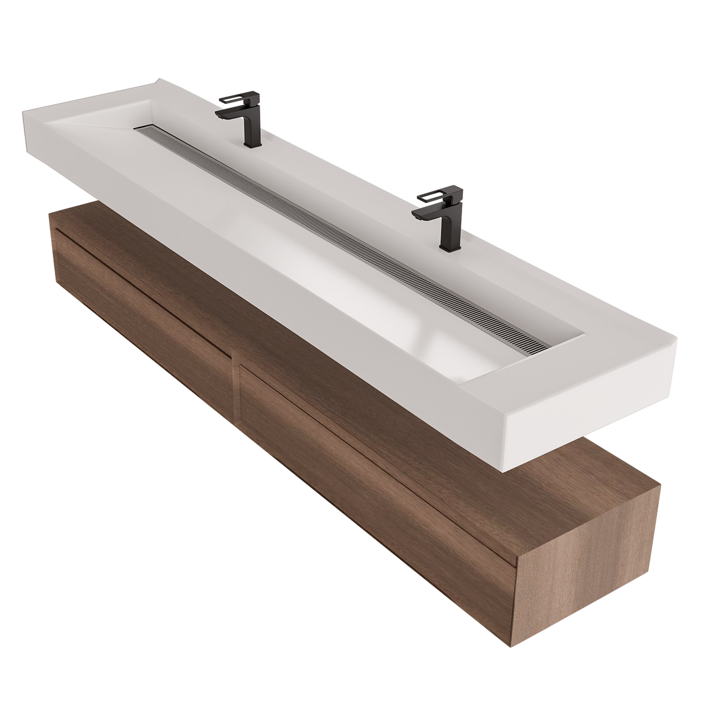 Alysa 84" Floating Bathroom Vanity Set with FLX16 Acrylic Sink & Double Faucet Holes