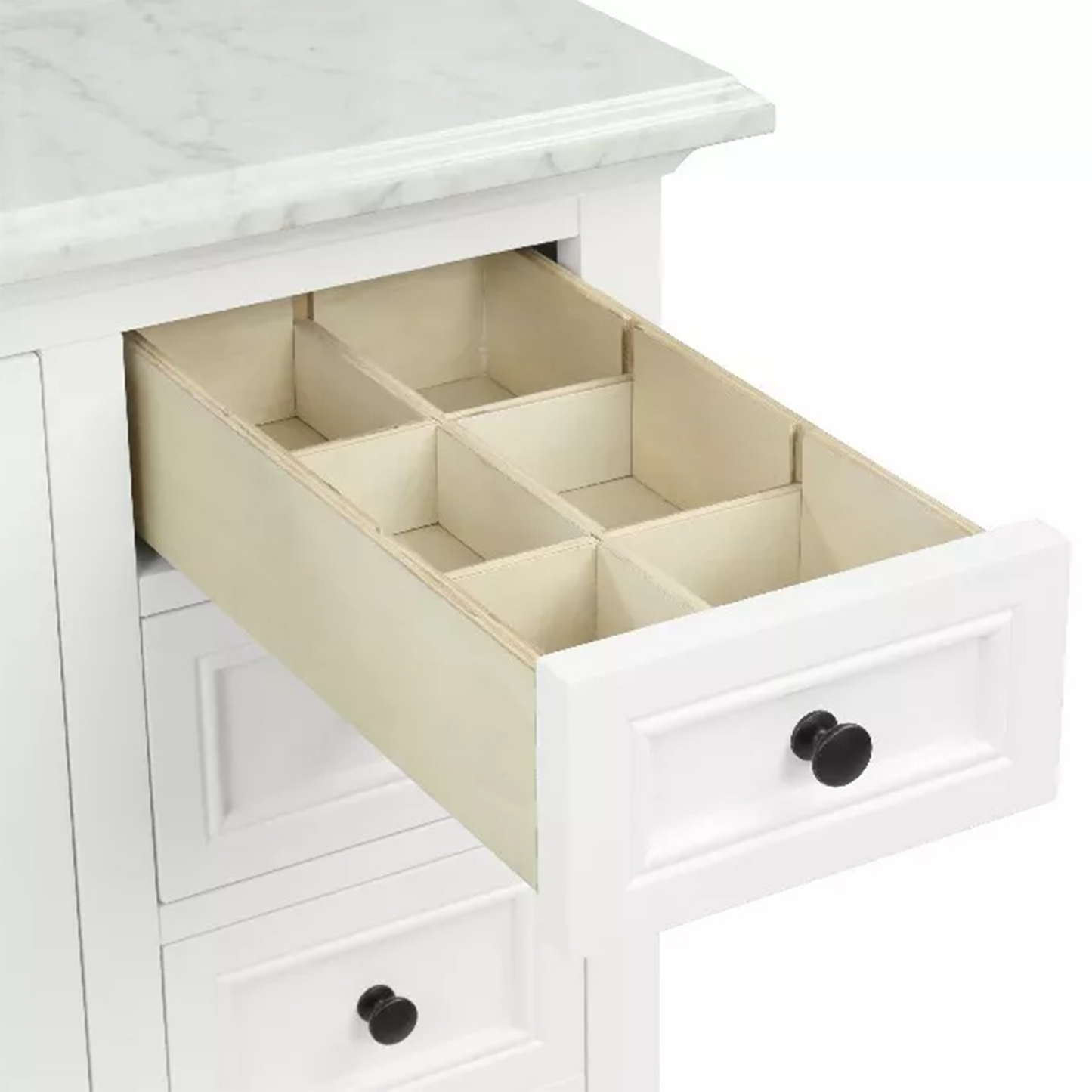 36" Icon Premium Freestanding Solid Wood White Bathroom Vanity with 1 In. Thick Premium Carrara Natural Marble Sink Top with 4 In. Backsplash