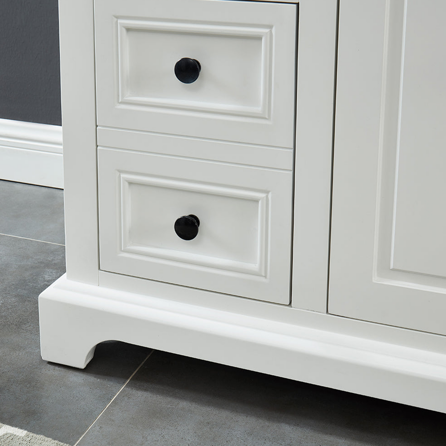 48" Icon Premium Freestanding Solid Wood White Bathroom Vanity with 1 In. Thick Premium Carrara Natural Marble Sink Top with 4 In. Backsplash