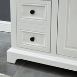 48" Icon Premium Freestanding Solid Wood White Bathroom Vanity with 1 In. Thick Premium Carrara Natural Marble Sink Top with 4 In. Backsplash