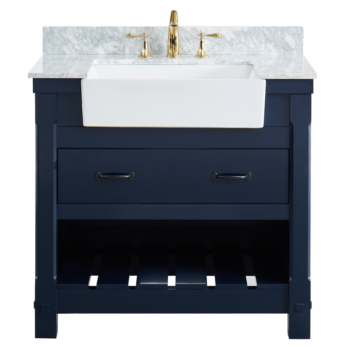 37" Bathroom Vanity in Navy Blue With Sink - Premium Farmington Family
