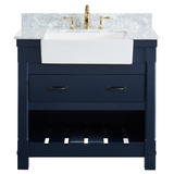 37" Bathroom Vanity in Navy Blue With Sink - Premium Farmington Family