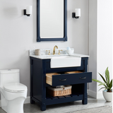 37" Bathroom Vanity in Navy Blue With Sink - Premium Farmington Family