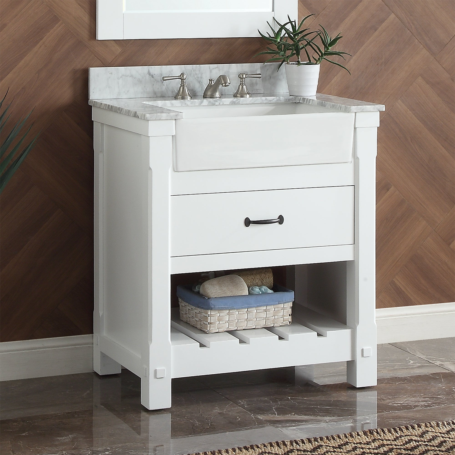 31" Bathroom Vanity in White With Sink - Premium Farmington Family