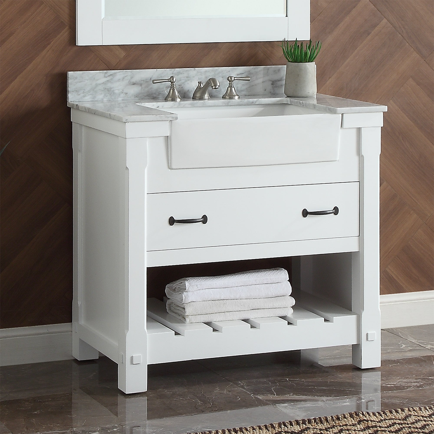 37" Bathroom Vanity in White With Sink - Premium Farmington Family