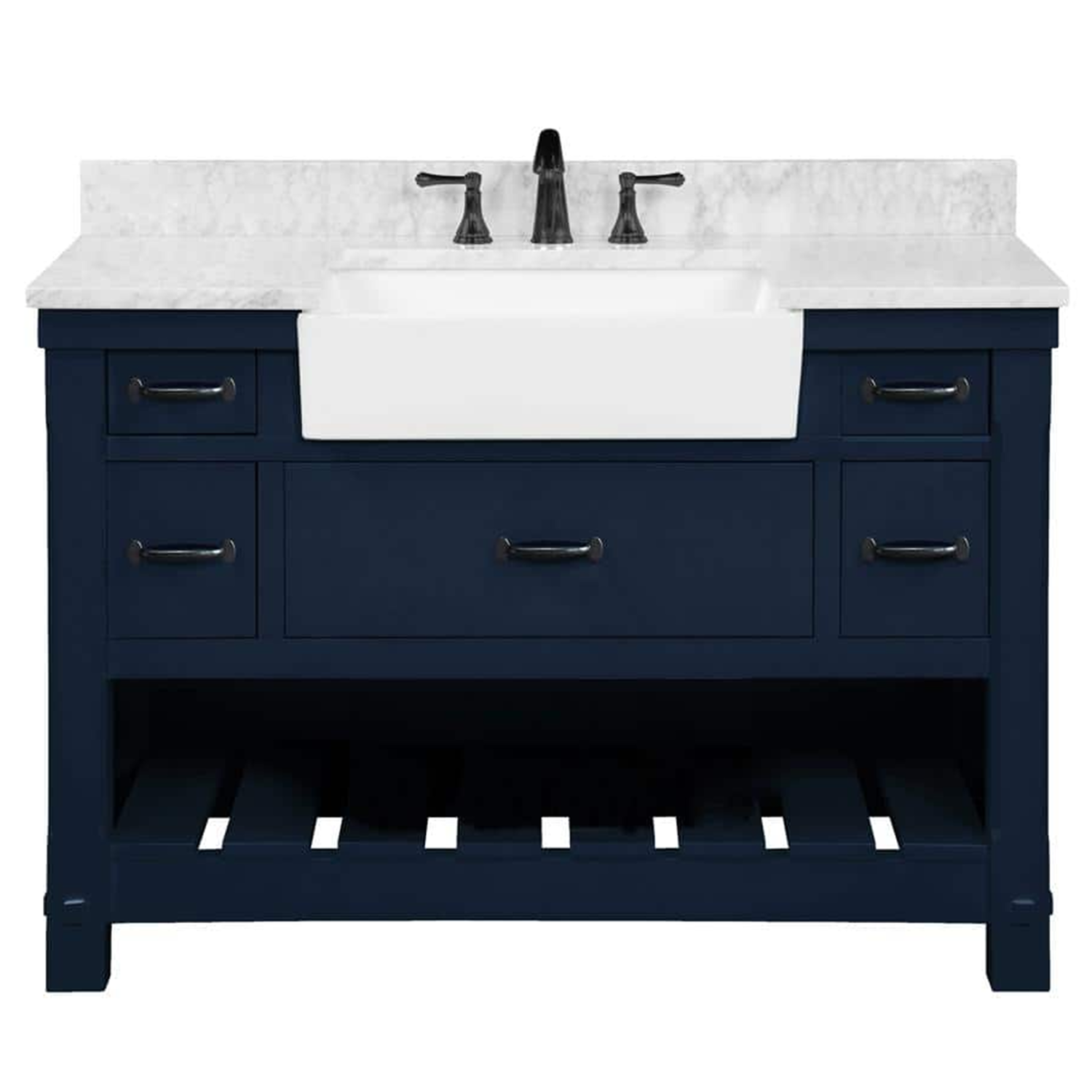 49" Bathroom Vanity in Navy Blue With Sink - Premium Farmington Family