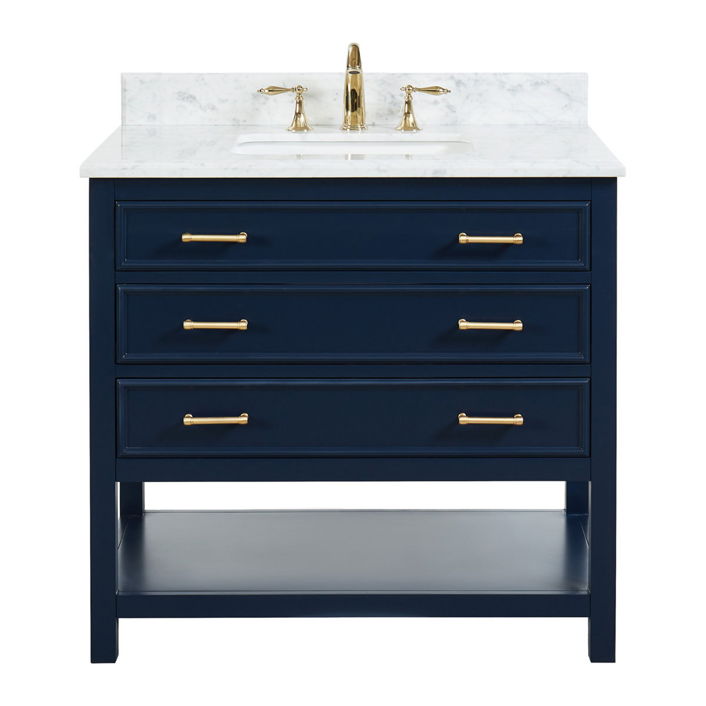 37" Bathroom Vanity in Navy Blue With Sink - Premium Manhattan Family