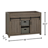 48" Farm Barn Freestanding Solid Wood Antique Brown Bathroom Vanity Cabinet Without Top