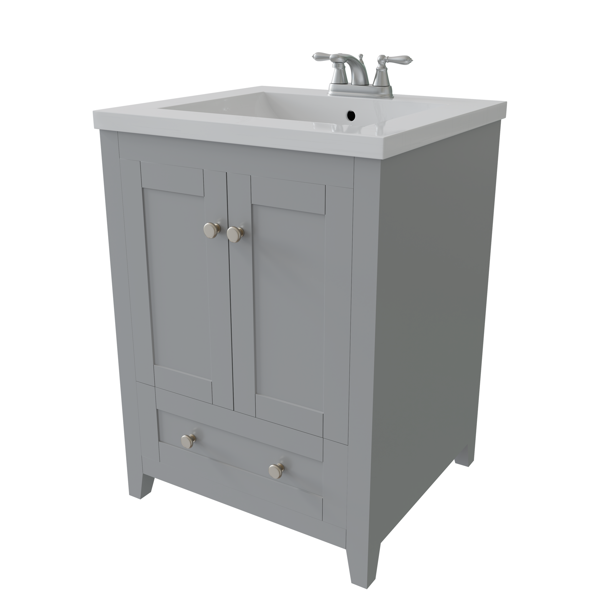 Adak 24 In. Gray Freestanding Bathroom Vanity with Porcelain Sink Top