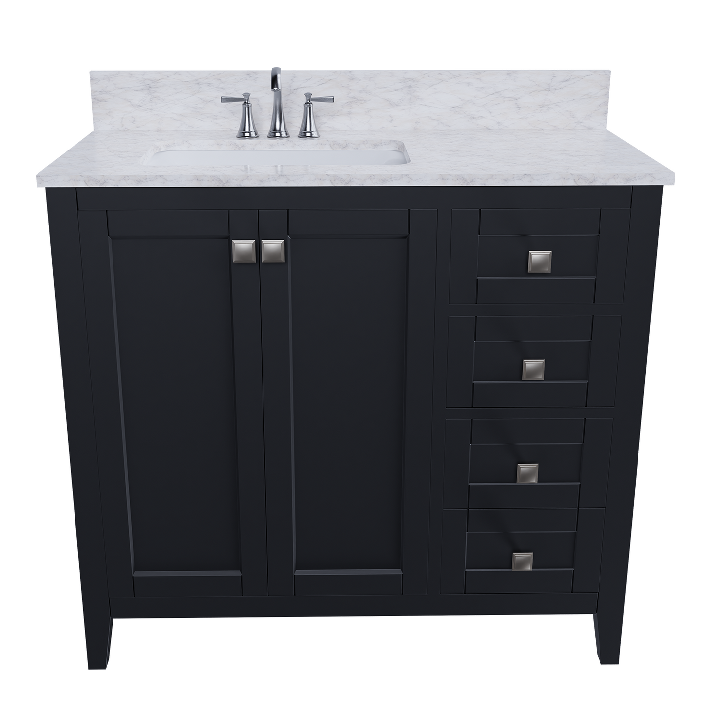 36" Coltrane Espresso Freestanding Solid Wood Bathroom Vanity With Premium Carrara Natural Marble Sink Top with 4 In. Backsplash