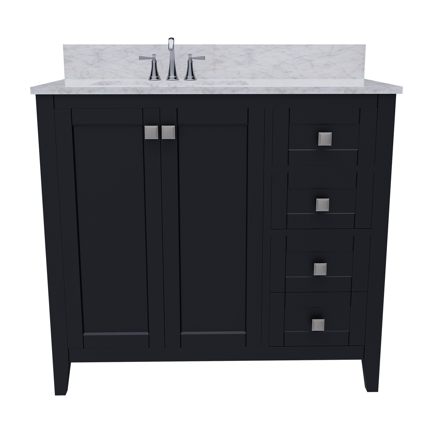 36" Coltrane Espresso Freestanding Solid Wood Bathroom Vanity With Premium Carrara Natural Marble Sink Top with 4 In. Backsplash