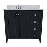 36" Coltrane Espresso Freestanding Solid Wood Bathroom Vanity With Premium Carrara Natural Marble Sink Top with 4 In. Backsplash