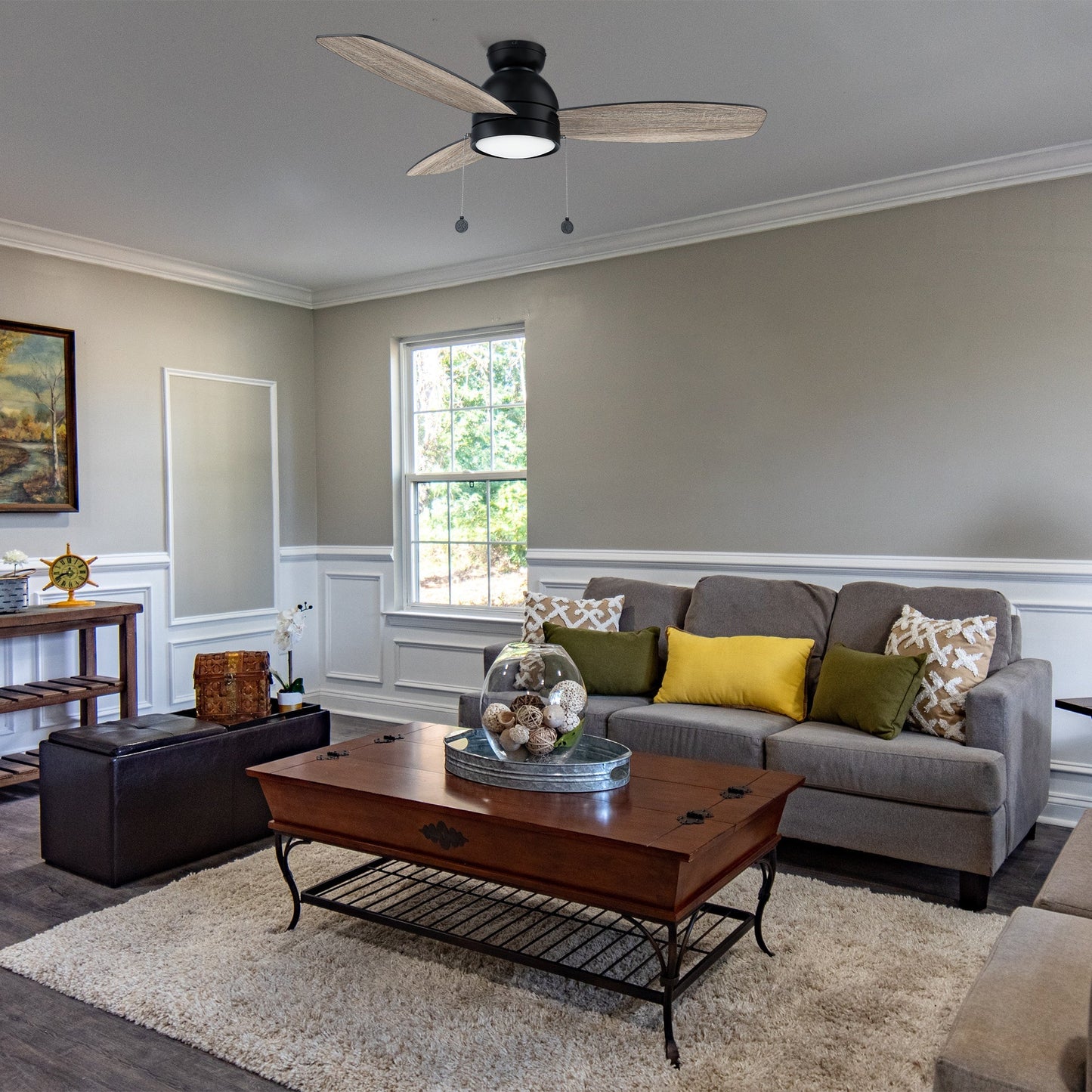 GREENWOOD 48 In 3 Blade Smart Ceiling Fan With Integrated LED Lights With Pull Chain