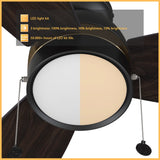 GREENWOOD 48 In 3 Blade Smart Ceiling Fan With Integrated LED Lights With Pull Chain