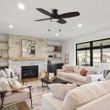 GREENWOOD 48" 4-Blade Flush Mount Ceiling Fan with LED Light & Pull Chain