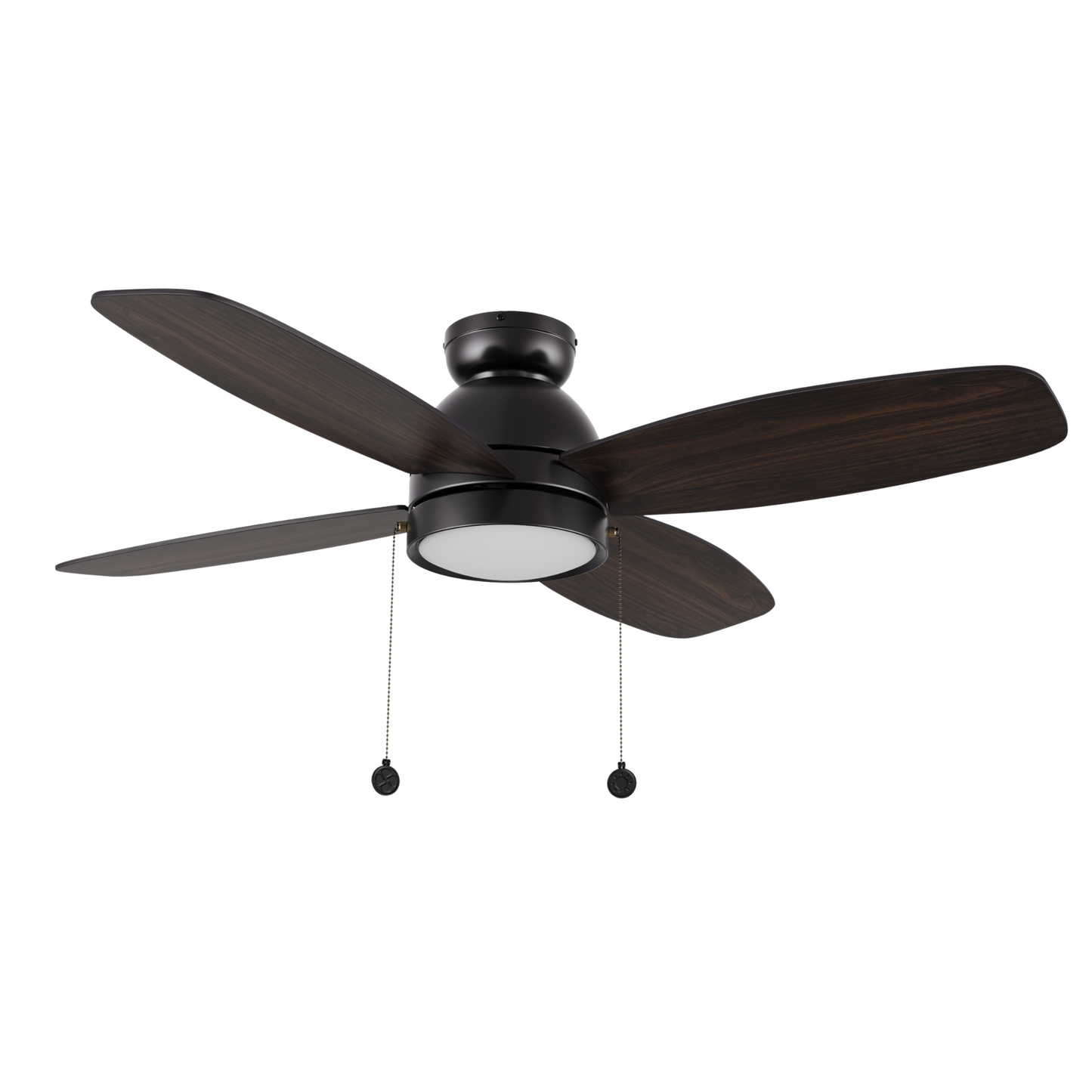 GREENWOOD 48" 4-Blade Flush Mount Ceiling Fan with LED Light & Pull Chain