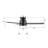 ASCOTT 52 inch 3-Blade Flush Mount Ceiling Fan with LED Light & Pull Chain