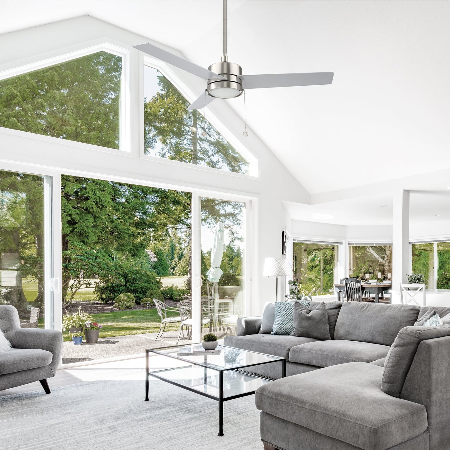 ASCOTT 52 In 3 Blade Smart Ceiling Fan With Integrated LED Lights With Pull Chain