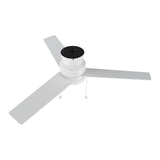 ASCOTT 52 inch 3-Blade Flush Mount Ceiling Fan with LED Light & Pull Chain