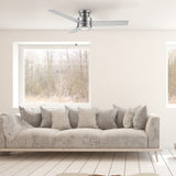 ASCOTT 52 inch 3-Blade Flush Mount No Light Ceiling Fan with Pull Chain