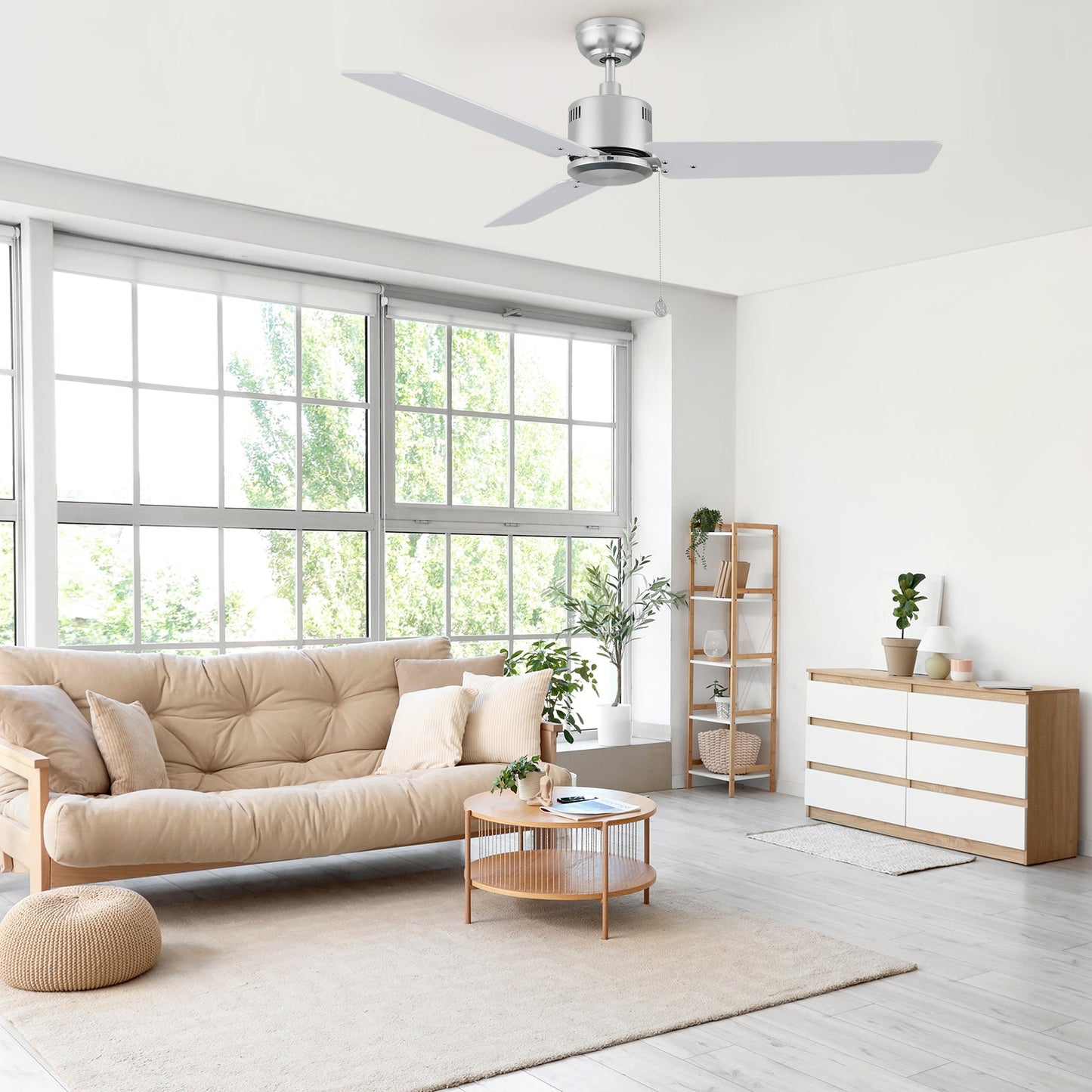 APEX 52 In 3 Blade Smart Ceiling Fan Without  LED  Lights With Pull Chain