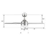 MALTA 52 In 5 Blade Smart Ceiling Fan With Integrated LED Lights With Pull Chain