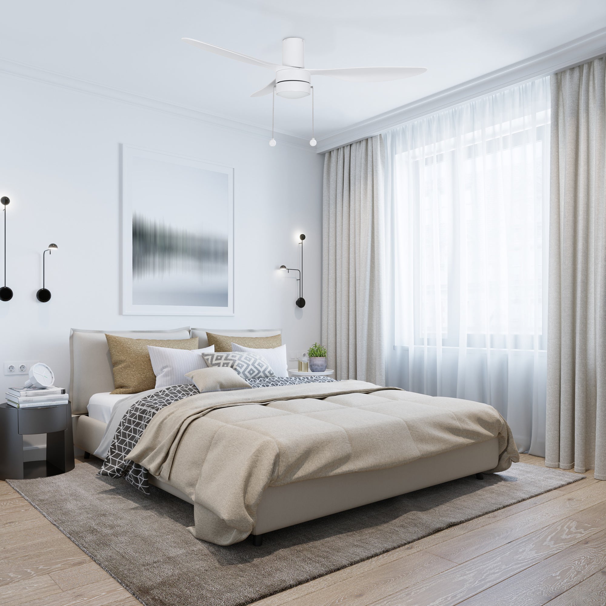 HAVEN 52 In 3 Blade Smart Ceiling Fan With Integrated LED Lights With Pull Chain
