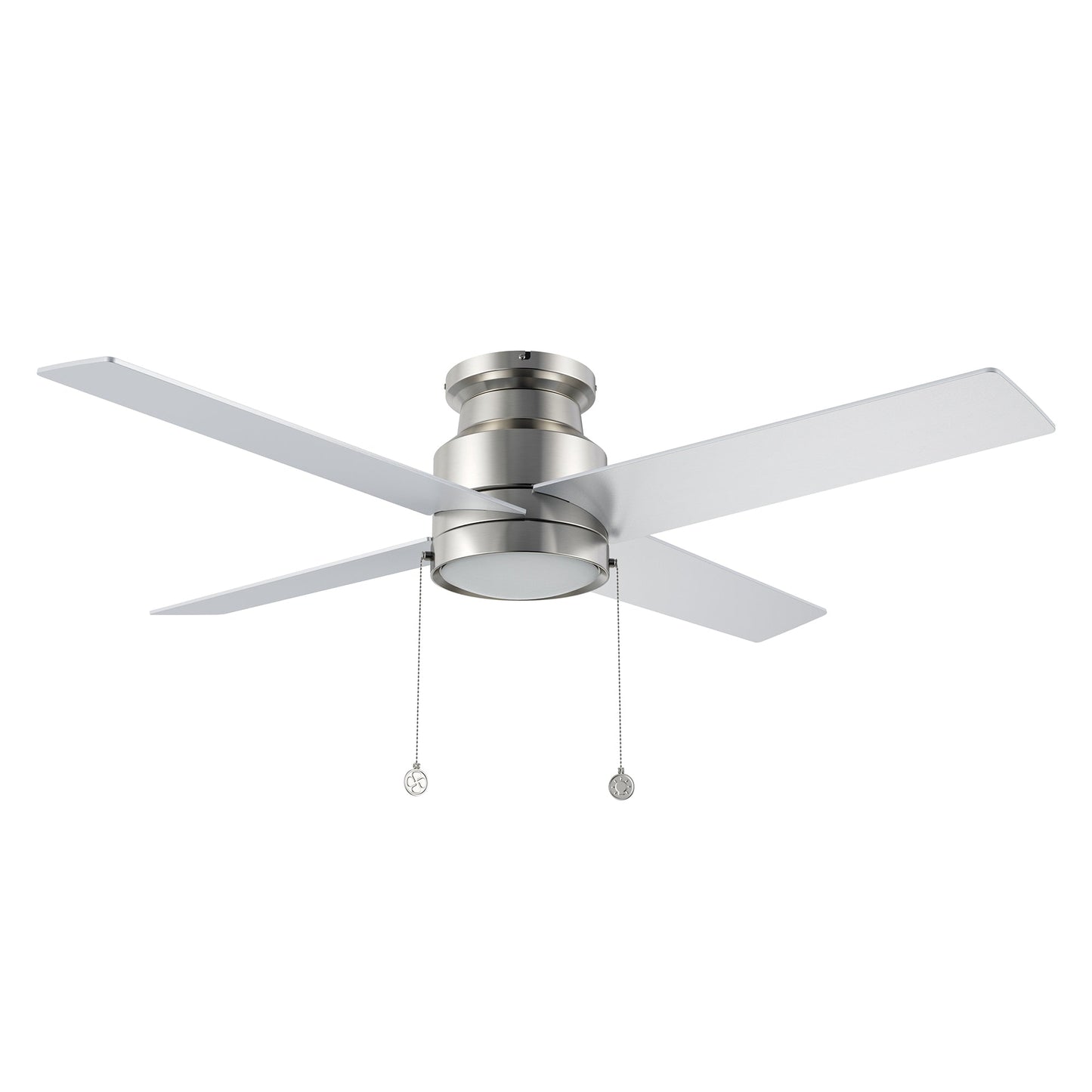 ASCOTT 52 inch 4-Blade Flush Mount Ceiling Fan with LED Light & Pull Chain