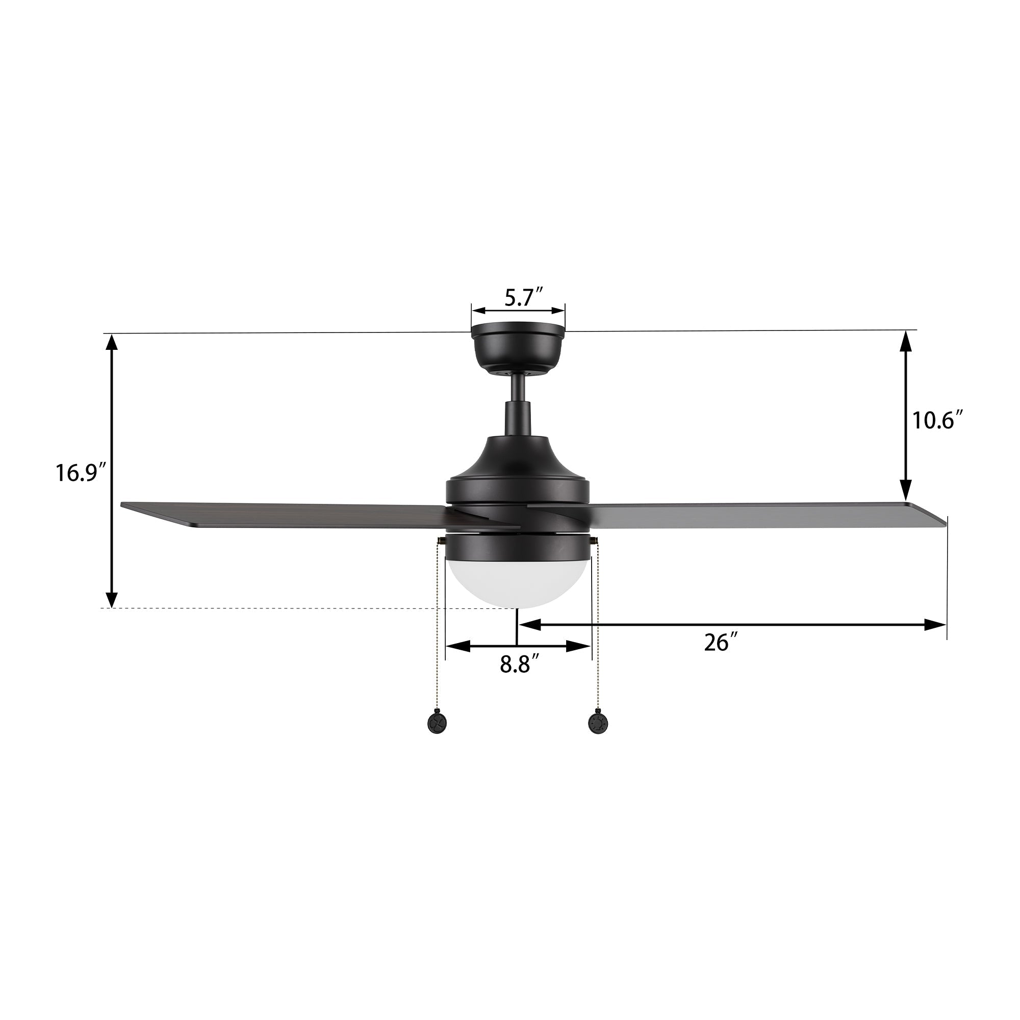 MALTA 52 In 4 Blade Smart Ceiling Fan With Integrated LED Lights With Pull Chain
