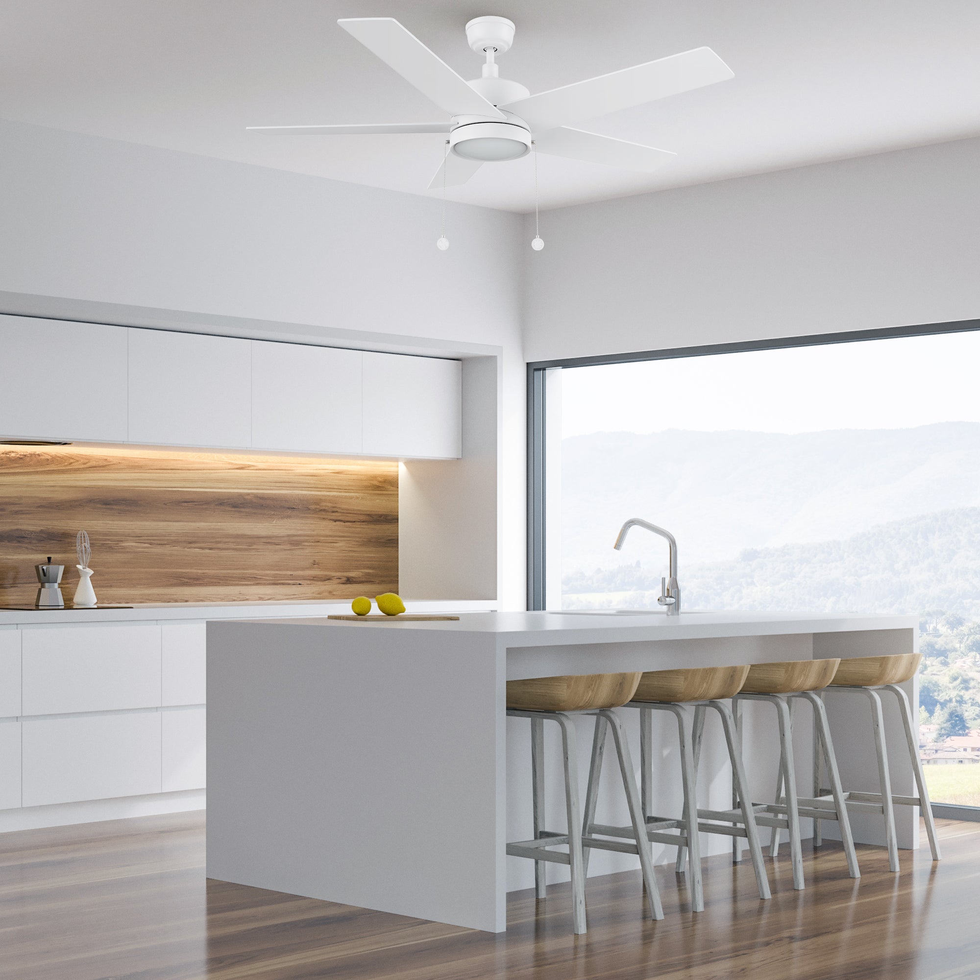 ASCOTT 52 In 5 Blade Smart Ceiling Fan With Integrated LED Lights With Pull Chain