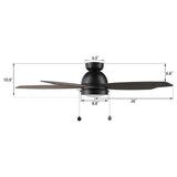 GREENWOOD 48" 5-Blade Flush Mount Ceiling Fan with LED Light & Pull Chain