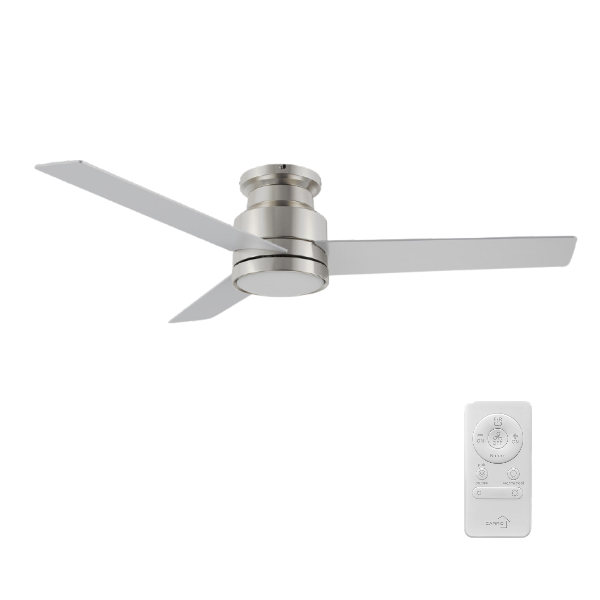 SANTANA 52 inch 3-Blade Flush Mount Ceiling Fan with LED light & Remote