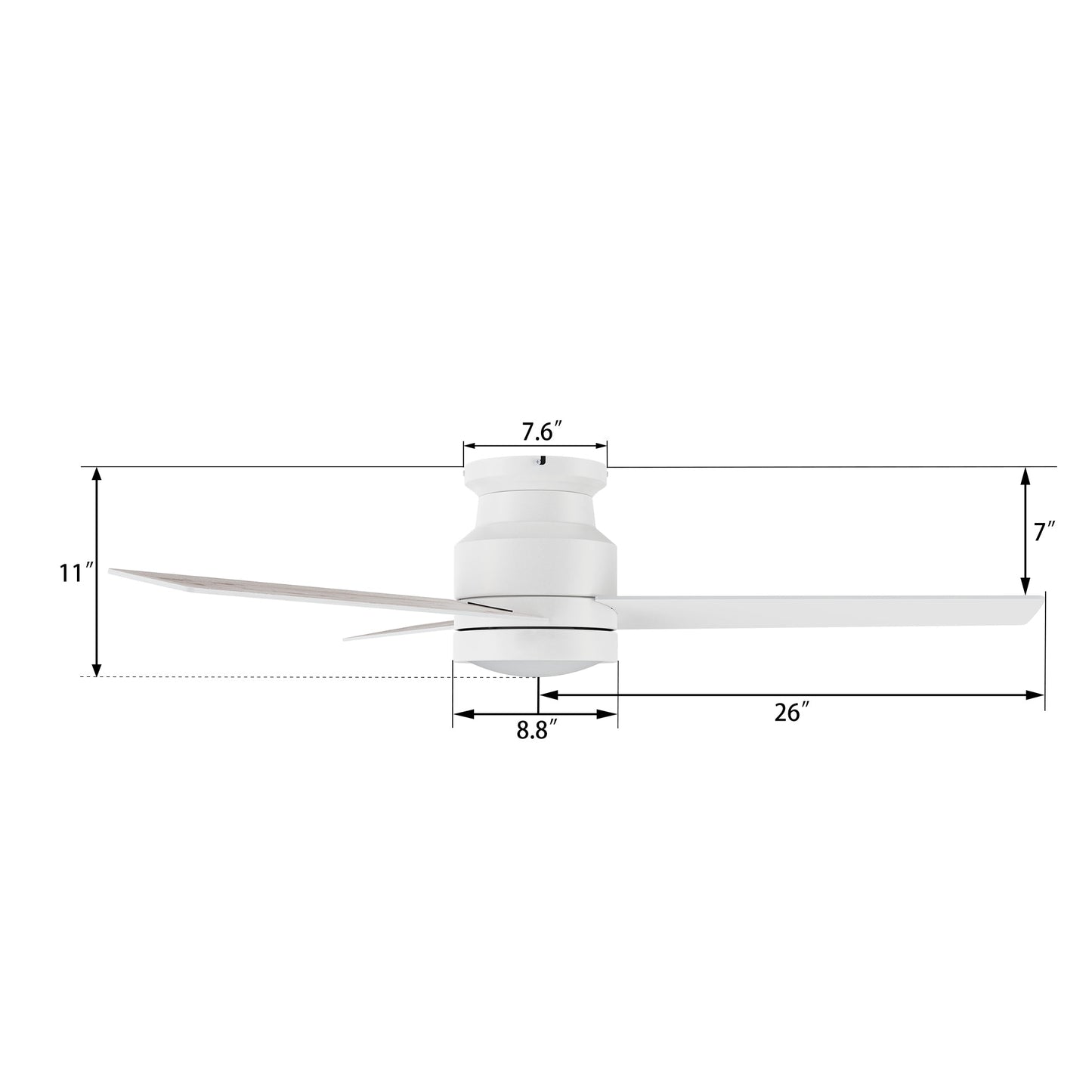 SANTANA 52 inch 3-Blade Flush Mount Ceiling Fan with LED light & Remote