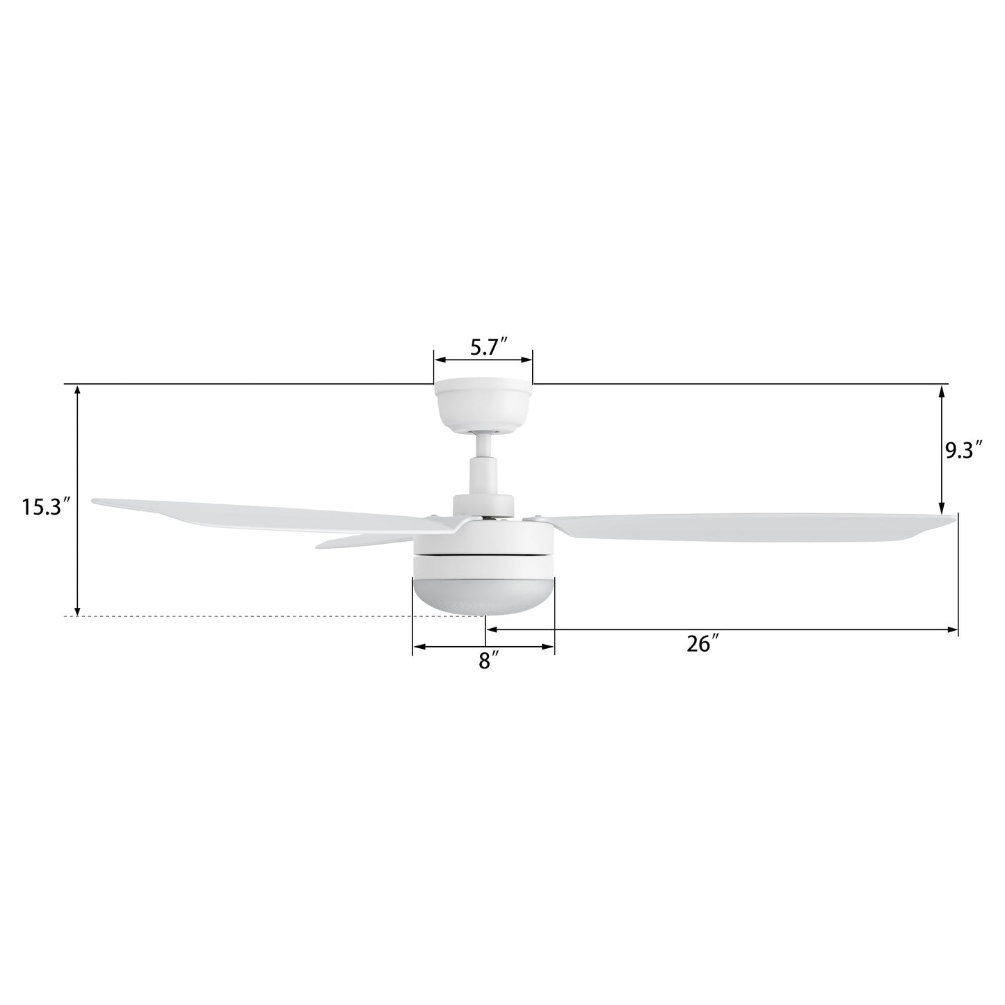 VARA 52 In 3 Blade Smart Ceiling Fan With Integrated LED Lights With Remote