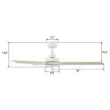 WESTBURY 52 In 3 Blade Smart Ceiling Fan Without  LED  Lights With Remote
