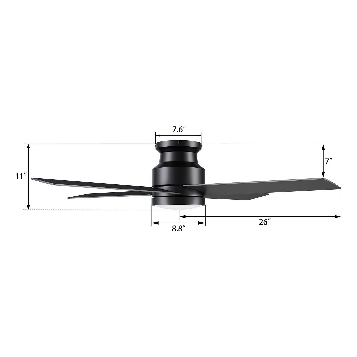 SANTANA 52 inch 4-Blade Flush Mount Ceiling Fan with LED Light & Remote