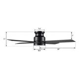 SANTANA 52 inch 4-Blade Flush Mount Ceiling Fan with LED Light & Remote
