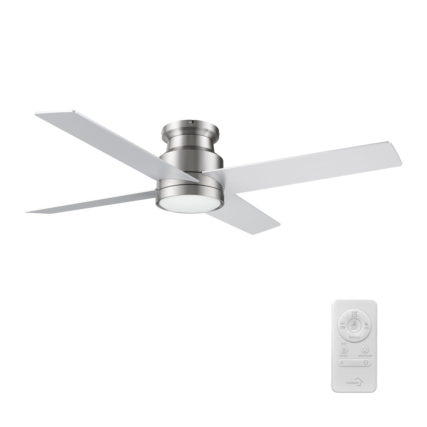 SANTANA 52 inch 4-Blade Flush Mount Ceiling Fan with LED Light & Remote