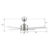 SANTANA 52 In 4 Blade Smart Ceiling Fan With Integrated LED Lights With Remote