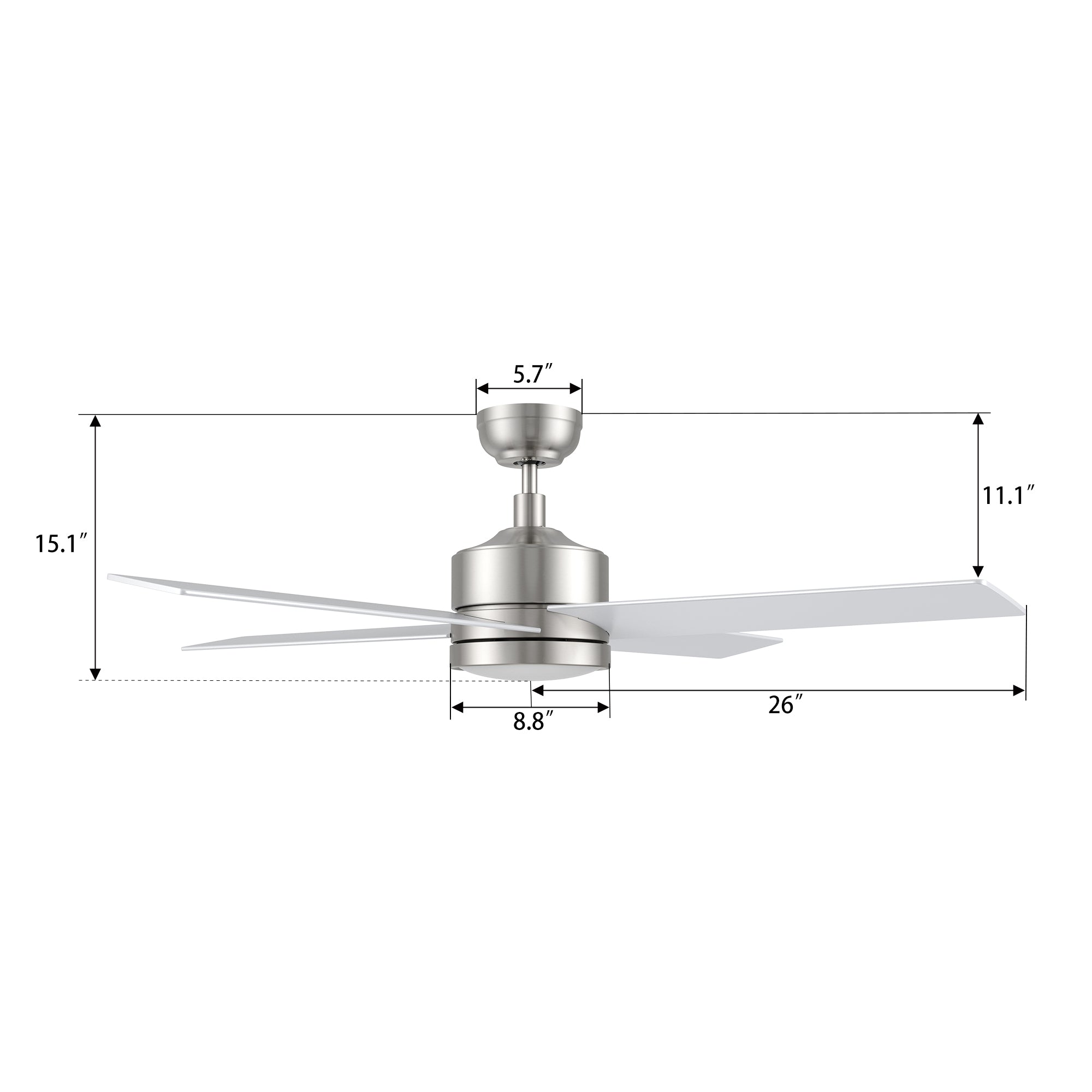 SANTANA 52 In 4 Blade Smart Ceiling Fan With Integrated LED Lights With Remote