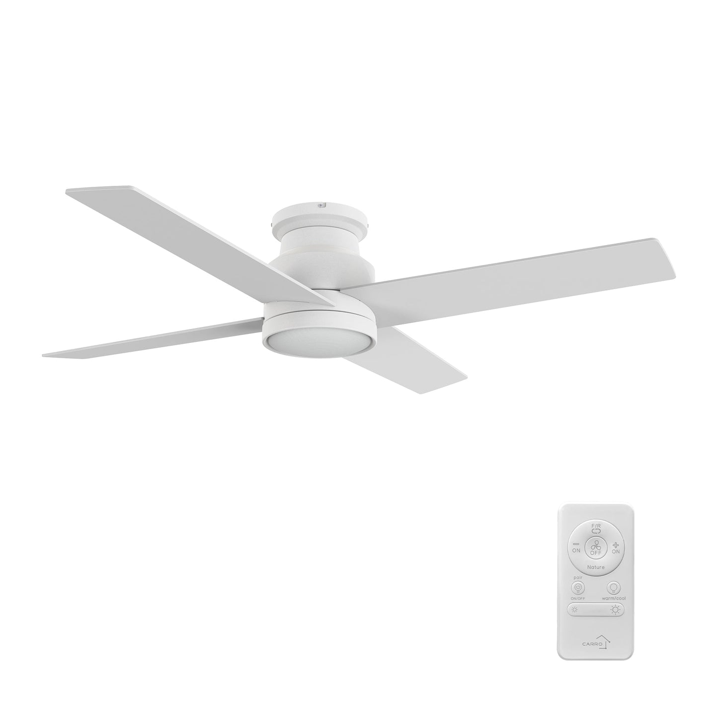 SANTANA 52 inch 4-Blade Flush Mount Ceiling Fan with LED Light & Remote
