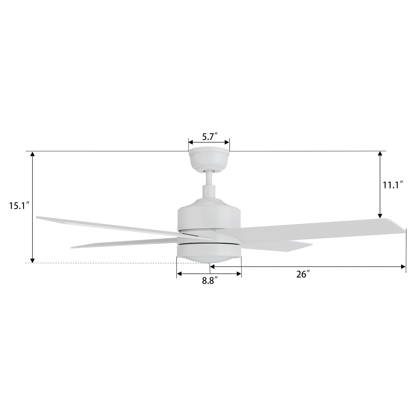 SANTANA 52 In 4 Blade Smart Ceiling Fan With Integrated LED Lights With Remote