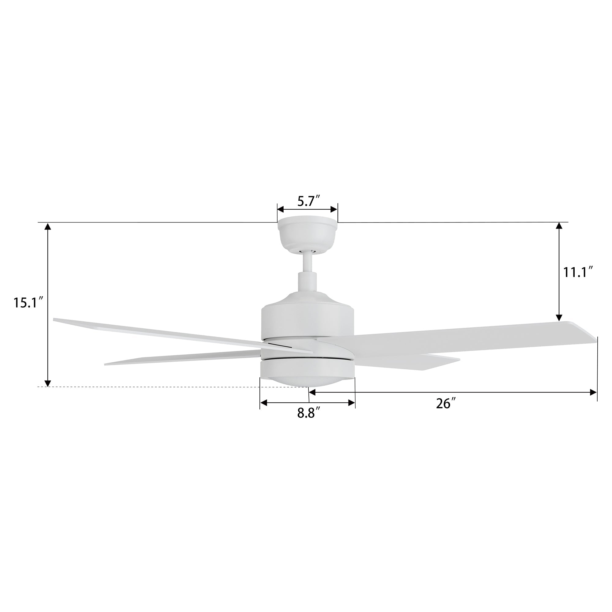 SANTANA 52 In 4 Blade Smart Ceiling Fan With Integrated LED Lights With Remote