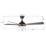 ZEPHYR 52 In 4 Blade Smart Ceiling Fan With Integrated LED Lights With Remote Control