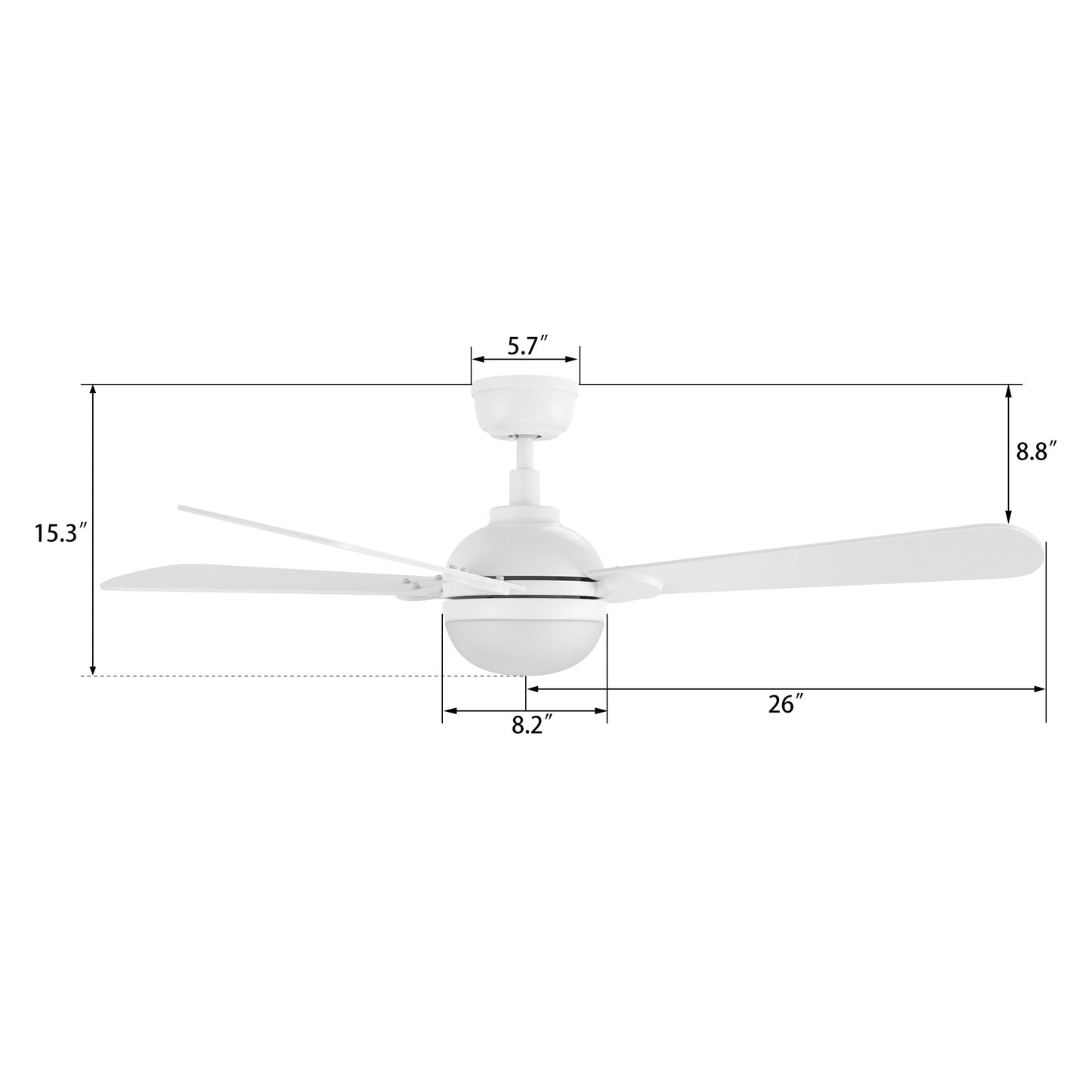 ZEPHYR 52 In 4 Blade Smart Ceiling Fan With Integrated LED Lights With Remote Control