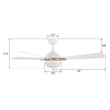 ZEPHYR 52 In 4 Blade Smart Ceiling Fan With Integrated LED Lights With Remote Control